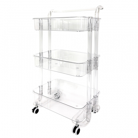 올지 투명 트롤리 수납함 3단 주방 360도 회전 핸들 카트 모던 미드센츄리 #5