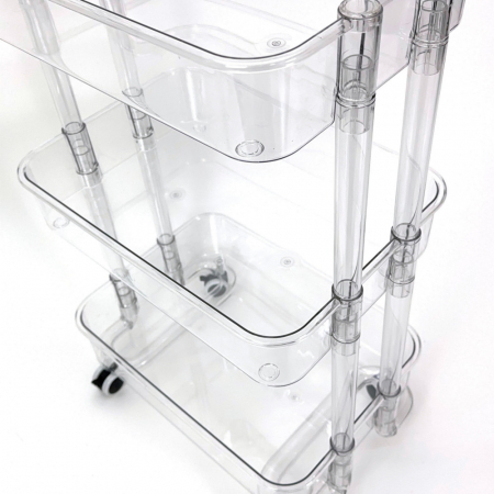 올지 투명 트롤리 수납함 3단 주방 360도 회전 핸들 카트 모던 미드센츄리 #6