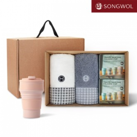 [송월타올] 리빙 기프트세트 38 송월 호텔컬렉션 톤40 2P + 실리콘텀블러500ml 2P #2