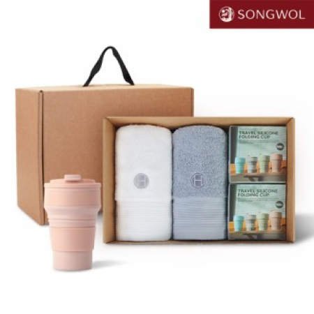 [송월타올] 리빙 기프트세트 37 송월 호텔컬렉션 클래식40 2P + 실리콘텀블러500ml 2P #2