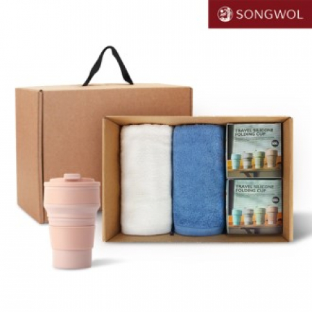 [송월타올] 리빙 기프트세트 35 송월 프리미엄뱀부무지 180g 2P + 실리콘텀블러500ml 2P #2