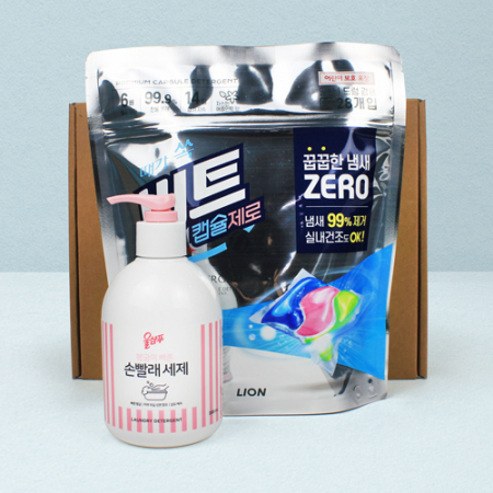 냄새제로 비트 캡슐세제 28입 + 애경 울샴푸 손빨래 펌프형 세제 380ml + 끈케이스 #3