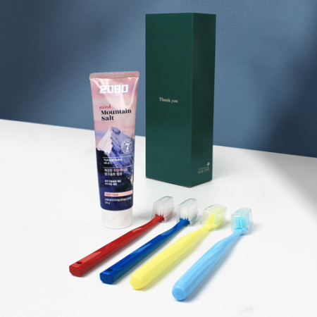 2080 핑크솔트 치약 120g + 크리오 미세모 칫솔 2개 + 부케가르니 미세모 칫솔2개 + 종이케이스 #3