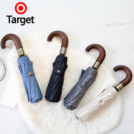 타겟 3단 자동 암막 우드그립곡자 우산 #4