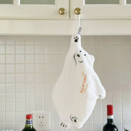 걸이형 베어 극세사 핸드타월 주방 수건 #3