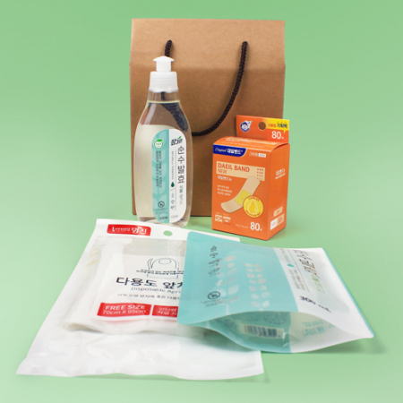 참그린 식물설거지 주방세제 290ml+리필 300ml +  다용도 앞치마 2매 + 정품 대일밴드 80매 #3