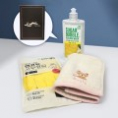슈가버블 주방세제 280ml + 울리프렌즈 자수 핸드타올 + 면코팅 고무장갑