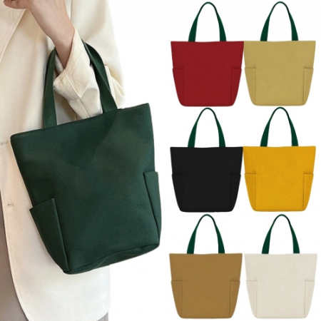 다온 사이드포켓 캔버스에코백 똑딱이 베이직에코백 미니에코백 #3