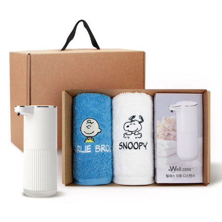 [송월타올] 디스펜서 기프트세트 12, 스누피 피너츠40 타올 180gx2P + 웰세스 디스펜서 360ml 1P #4