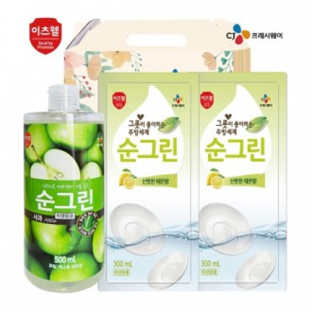 CJ 이츠웰 순그린사과500ml 순그린리필300ml 2개 3종세트 #2