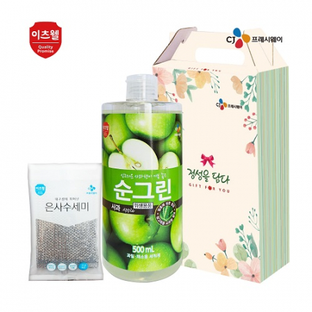 CJ이츠웰 순그린500 사과 수세미 2종세트 #3