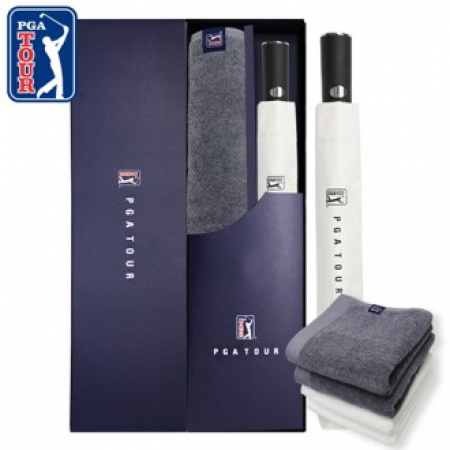 PGA 2단자동 암막 우양산 + 260g코마사타올세트 #2