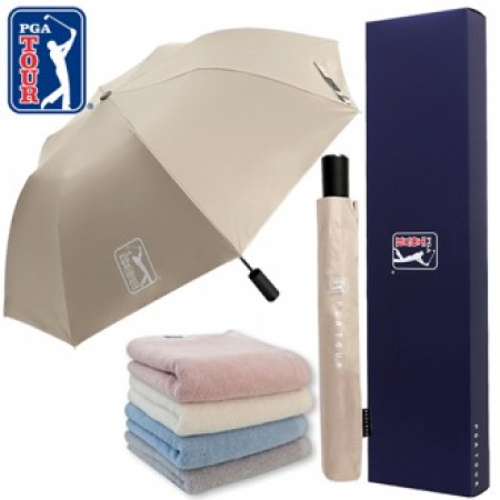 PGA 2단자동 암막 우양산+200g코마사타올세트 #2