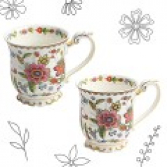 달리아꽃 머그 2세트, 엠보싱+입체+금박디자인