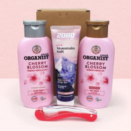 LG 오가니스트 샴푸+컨디셔너+2080 핑크솔트 치약120g+고급형 접이식 칫솔 #2