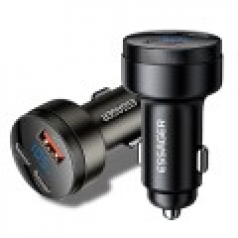 ESSAGER 105W 디스플레이 3포트 차량용 시거잭 PD PPS 듀얼 C포트 초고속 충전기