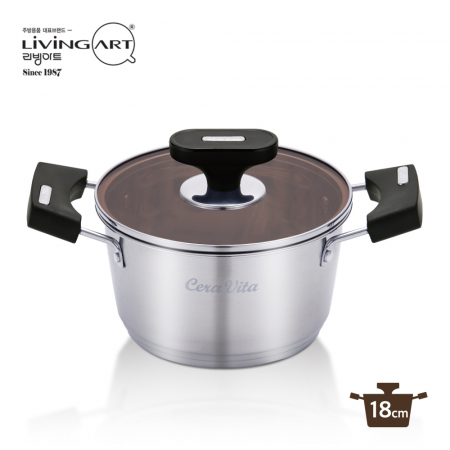 리빙아트 세라비타 스테인리스 스틸 냄비 18cm 양수 #3