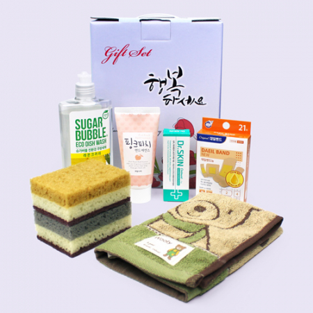 기라로쉬 울리 주방타올 + 양면 떡수세미 + 슈가버블 주방세제 + 과일나라 핸드에센스 + 닥터스킨연고 + 대일밴드 7종 케이스 선택 #3