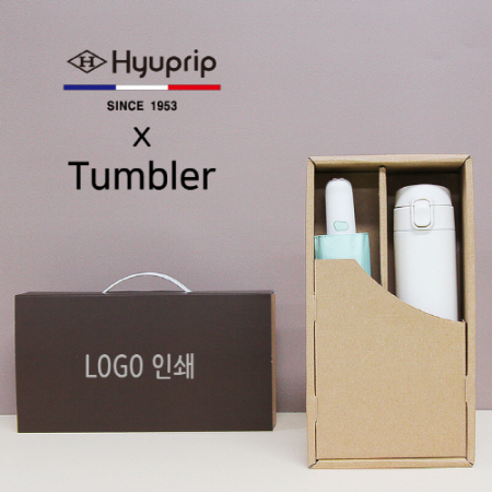 협립 3단 53 암막 야옹이 완전 자동 우양산 + 모던 원터치 500ml 텀블러 세트 #2