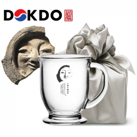 한국전통 에디션 수막새 신라미소 드로잉 글라스 머그컵 440ml 보자기 선물포장 기념품 #4
