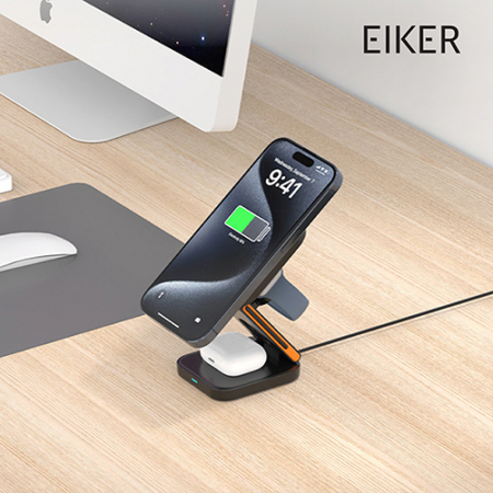 EIKER 3in1 폴딩 맥세이프 접이식 무선충전기 초경량 15W 고속 마그네틱 충전 거치대 #4