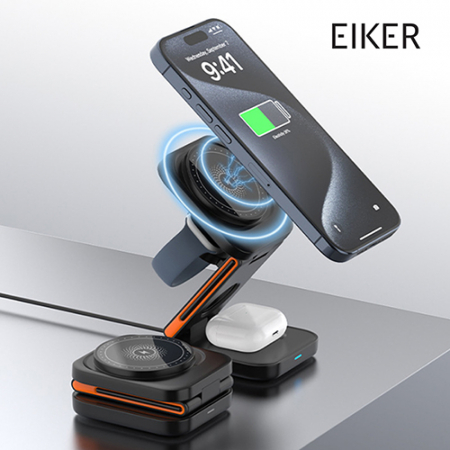 EIKER 3in1 폴딩 맥세이프 접이식 무선충전기 초경량 15W 고속 마그네틱 충전 거치대 #3