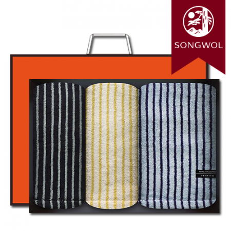 송월타올 호텔컬렉션 스트라이프솔리드 바스1장+세면2장 선물세트(박스+쇼핑백 포함) #3