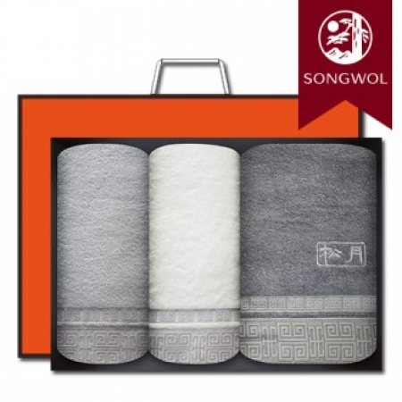 송월타올 격자 바스1장+세면2장 선물세트(박스+쇼핑백 포함) #2