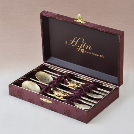 H.jin현진 장수금거북 효 티타늄골드 수저세트 #4