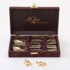 H.jin현진 장수금거북 효 티타늄골드 수저세트