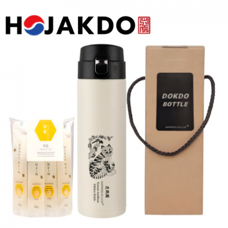 한국전통 호작도텀블러 독도보틀 원터치 470ml 사양 벌꿀스틱 10g 5개입 선물세트 #4