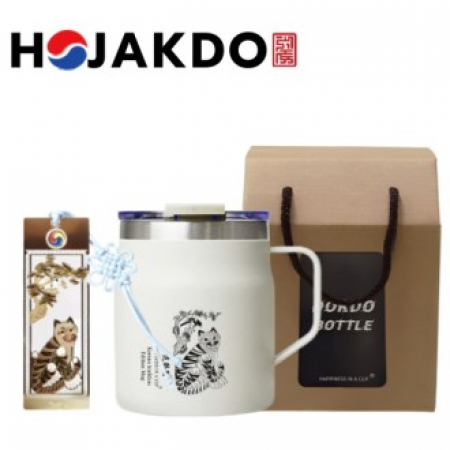 한국전통 호작도 파우더 머그 독도보틀 380ml 책갈피 북마크 기념품 #2