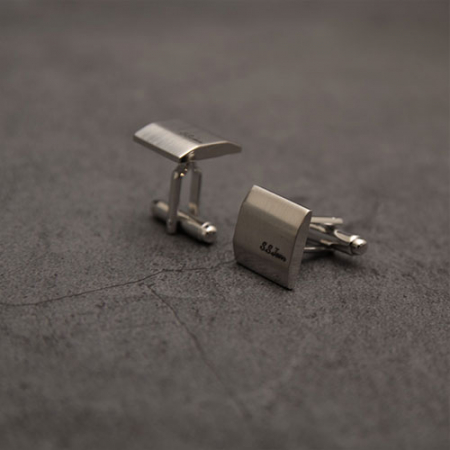 사각 헤어라인텍스쳐 커프스버튼(블랙이니셜각인) #5