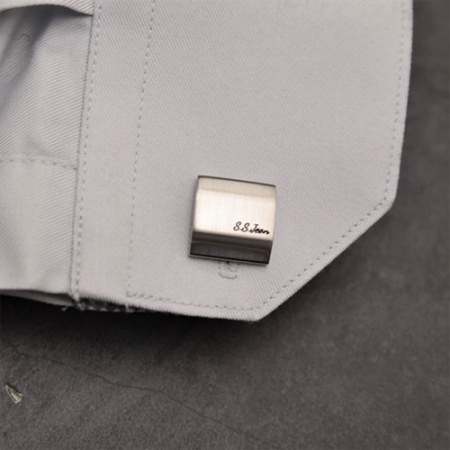 사각 헤어라인텍스쳐 커프스버튼(블랙이니셜각인) #8