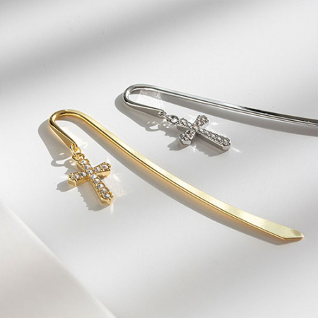 유니공작소 금속 큐빅 십자가 책갈피 북마크 실버 (이니셜각인) #4