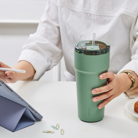 락앤락 에버 쇠맛걱정없는 메트로 카페 탑핸들 세라믹 텀블러 900ml (빨대포함) #6