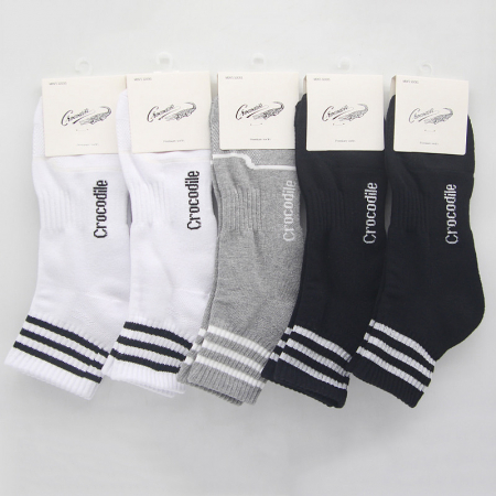 크로커다일 남자 단목 이중 바닥 쿠션 스포츠 양말 #3