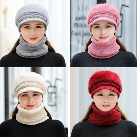 여성 겨울 앙고라 모자 넥워머 세트 #4
