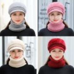 여성 겨울 앙고라 모자 넥워머 세트