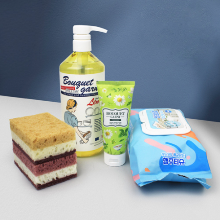 부케가르니 주방세제 750ml  핸드크림 100g + 세균닦는 행주티슈 70매 + 떡수세미 2개 #3