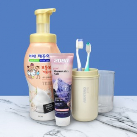 아이깨끗해 보들보들 거품샤워 바디워시 700g + 양치컵 + 핑크솔트 치약 120g + 2080 이중 미세모칫솔 #2