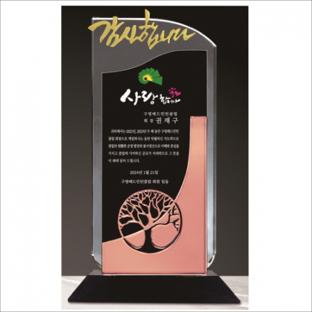 감사합니다 투톤 크리스탈 상패 422 -나무 #2