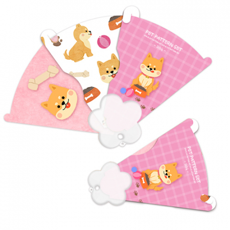 (PP)칼라인쇄 3단(꽃모양자루) 부채 #3
