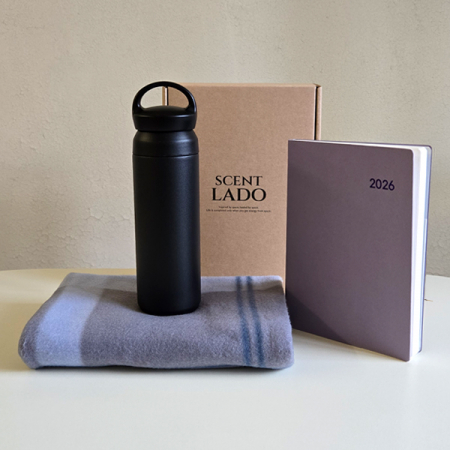 센트라도 패턴 담요+포인트 핸들 텀블러+에코스 다이어리 세트 #7