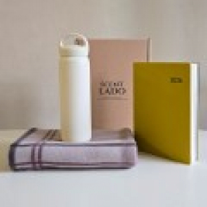 센트라도 패턴 담요+포인트 핸들 텀블러+에코스 다이어리 세트