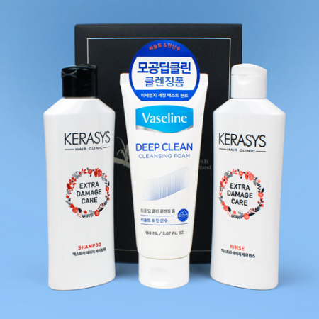 케라시스 샴푸+린스 180ml + 바세린 클렌징폼 150ml + 종이케이스 #3