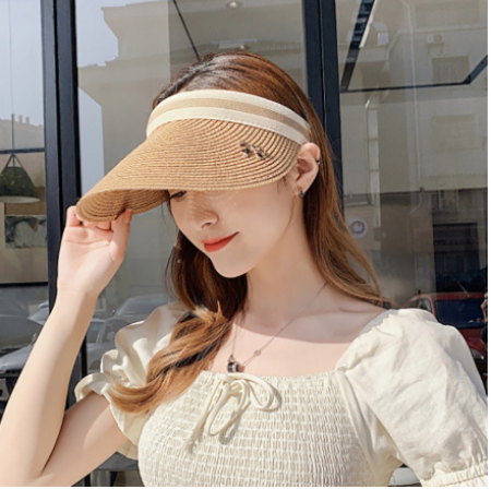 리본 썬캡 밀짚모자 라피아모자 여름모자 여성 버킷햇 #3