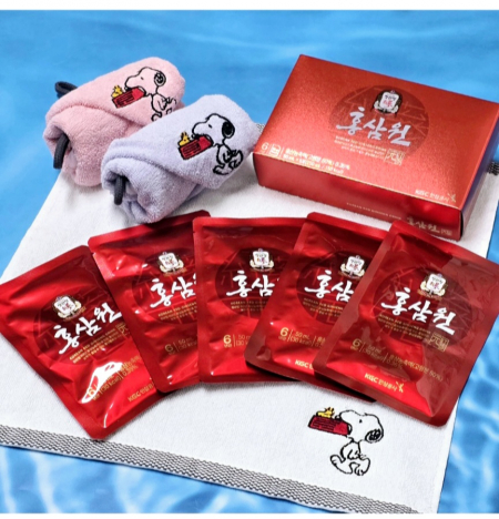 송월 스누피 핸드타올+정관장 홍삼원 50ml x5포 #4