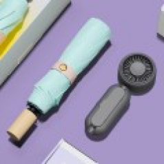 루티네 선물세트 삼색삼단 암막 양우산 + 우산애착 미니 선풍기