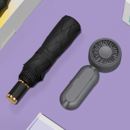 루티네 선물세트 모던 수동 암막 양우산 + 우산애착 미니 선풍기 #2